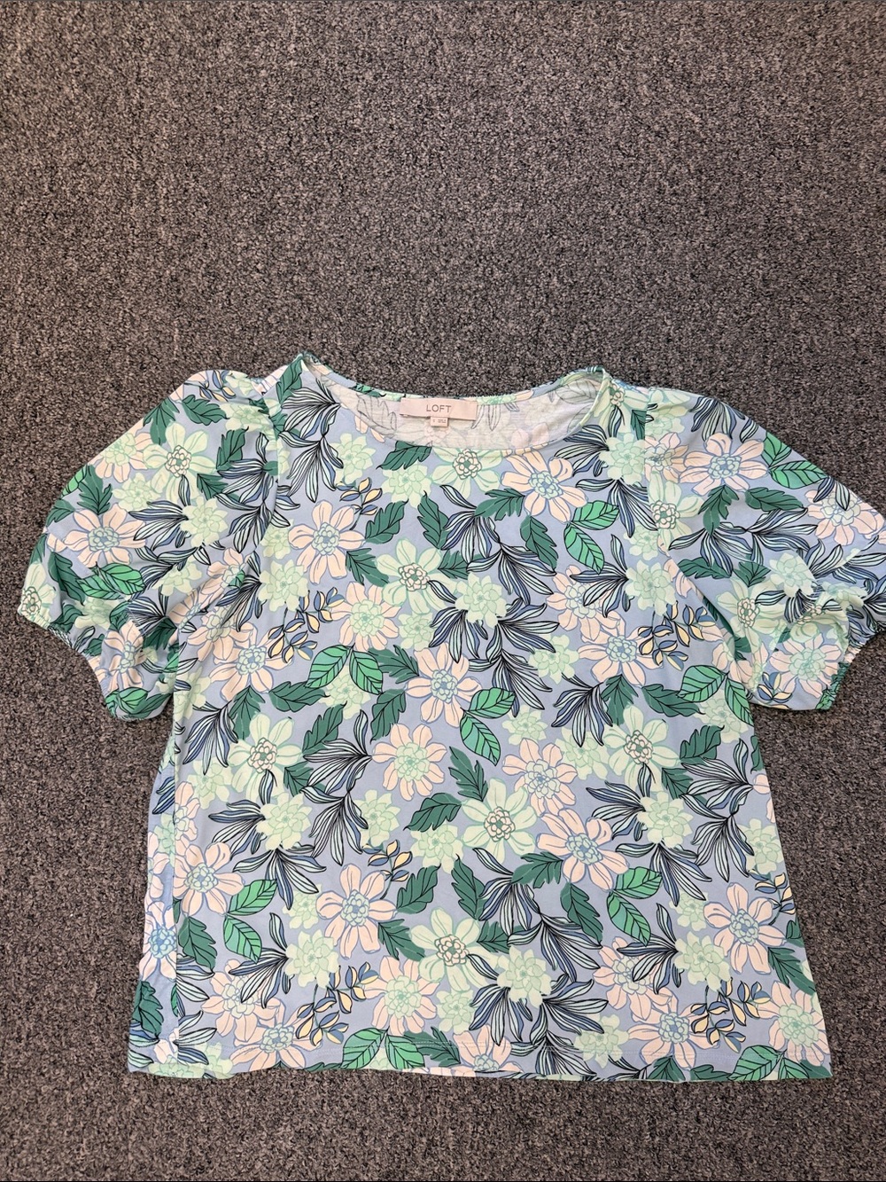 LOFT Floral Short Sleeve Tee in Mint, Light Blue & Soft Pink